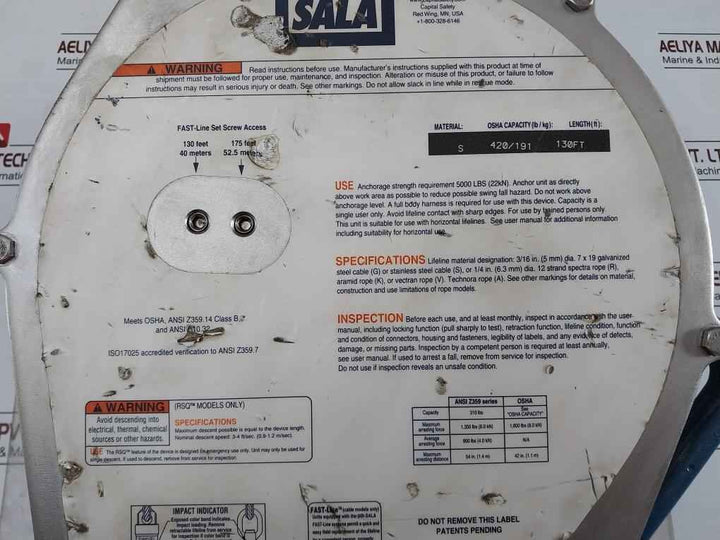 3M 3400967 Self Retracting Lifeline Fast Line Sealed-blok 40M/130Feet