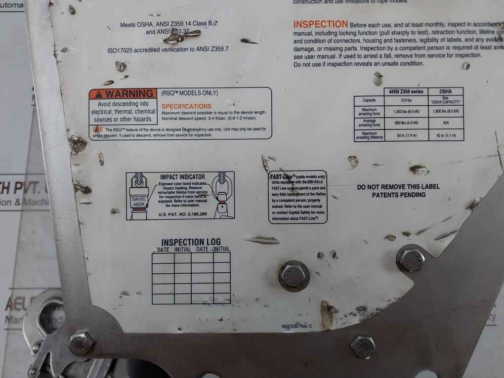 3M 3400967 Self Retracting Lifeline Fast Line Sealed-blok 40M/130Feet