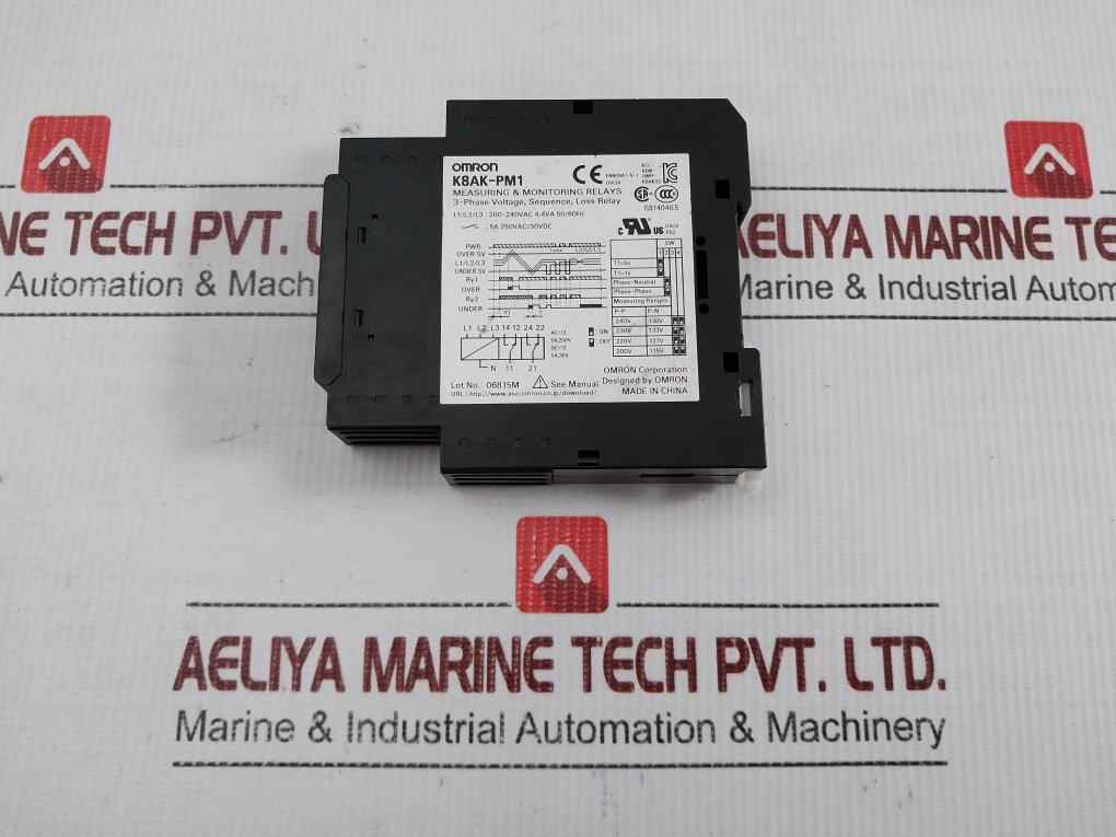3P Monitoring Relay 200-240Vac 4.4Va 50/60Hz Omron K8Ak-pm1