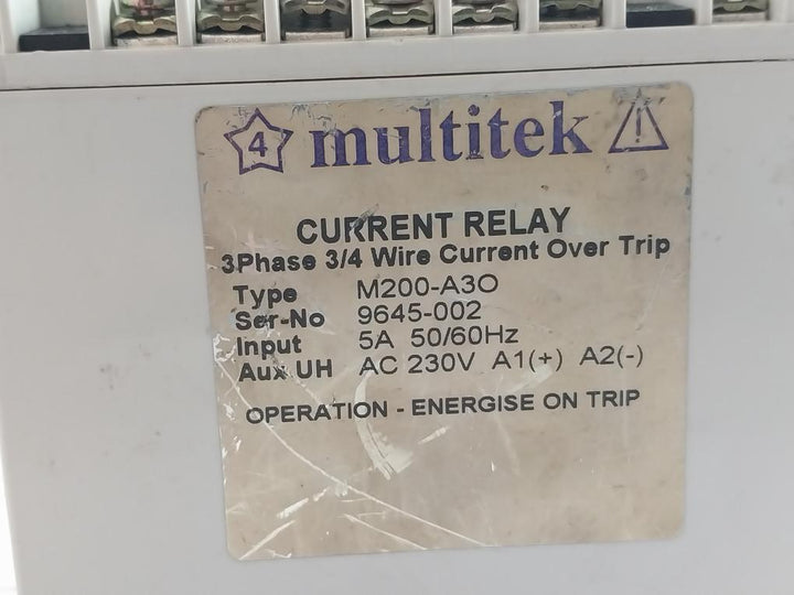 3 Phase Current Over Trip Relay M200-a3O Multitek 5A 230V 50/60Hz
