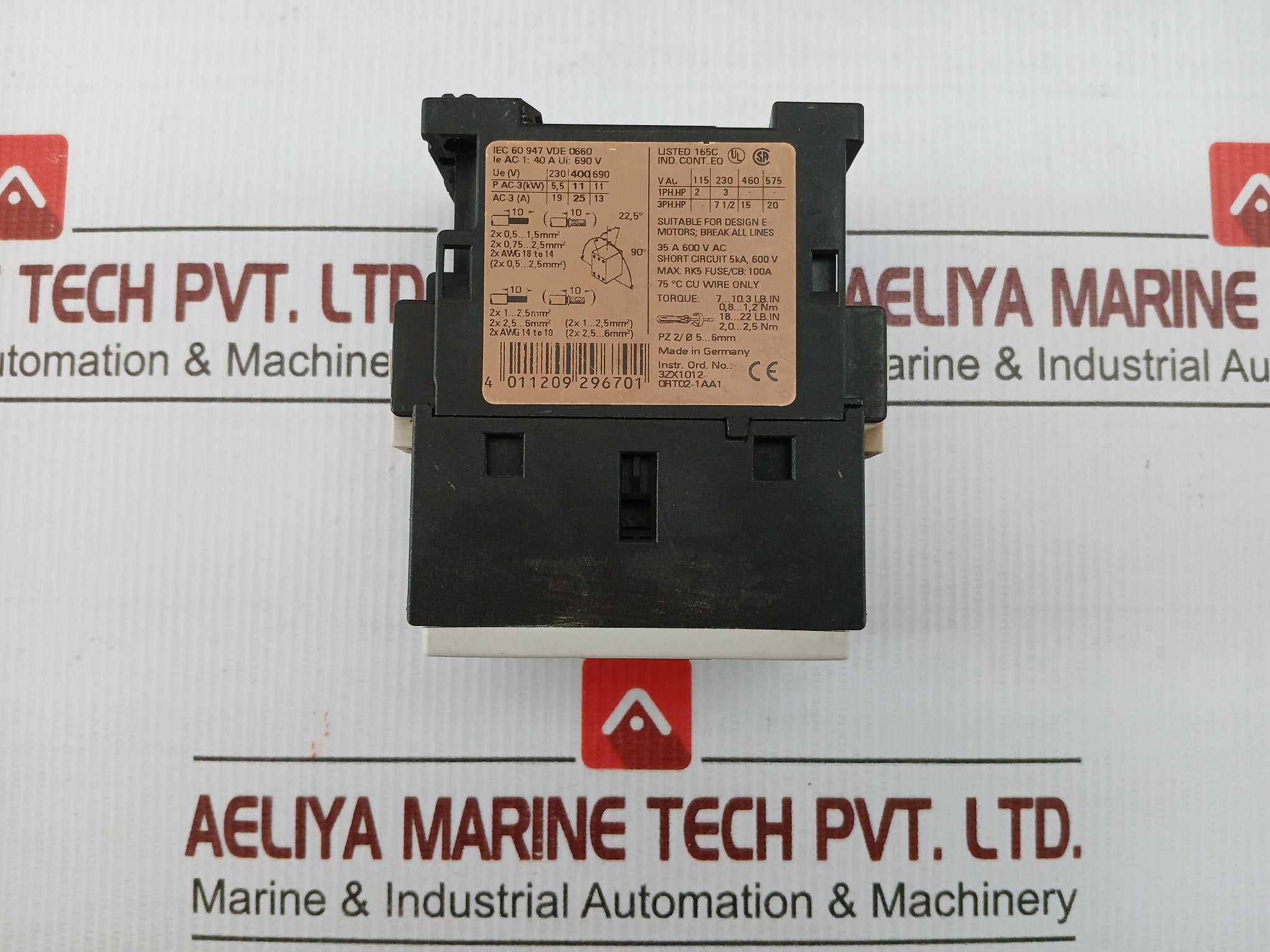 3Rt1024-1A..0 3-pole Motor Starter Contactor 24V 40A Siemens