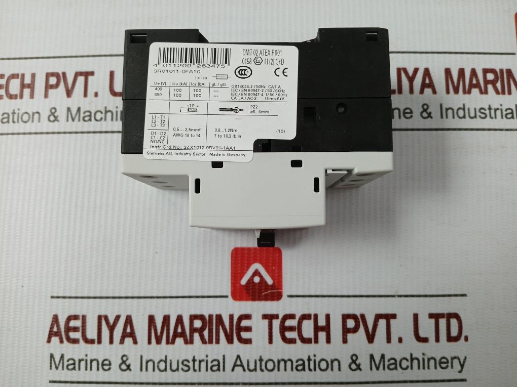 3Rv1011-0Fa10 Siemens 600V Circuit Breaker For Motor Protection