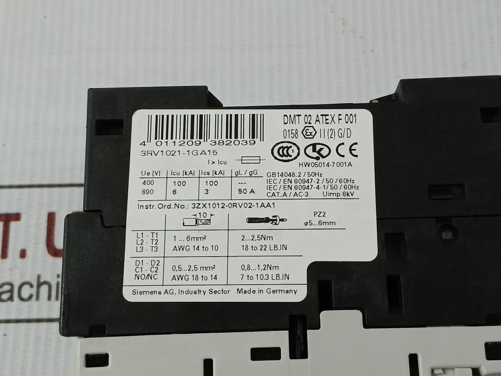 3Rv1021-1Ga15 Molded-case Circuit Breaker Siemens 600V