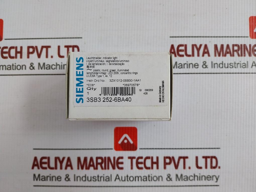 3Sb3 252-6Ba40 Siemens Compact Unit Round Indicator Light 230V Dc