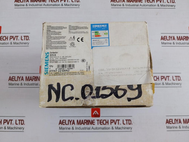 3Tf47 22-0Xn2 Siemens Contactor 63A Ac3 30Kw 400V 2No+2Nc