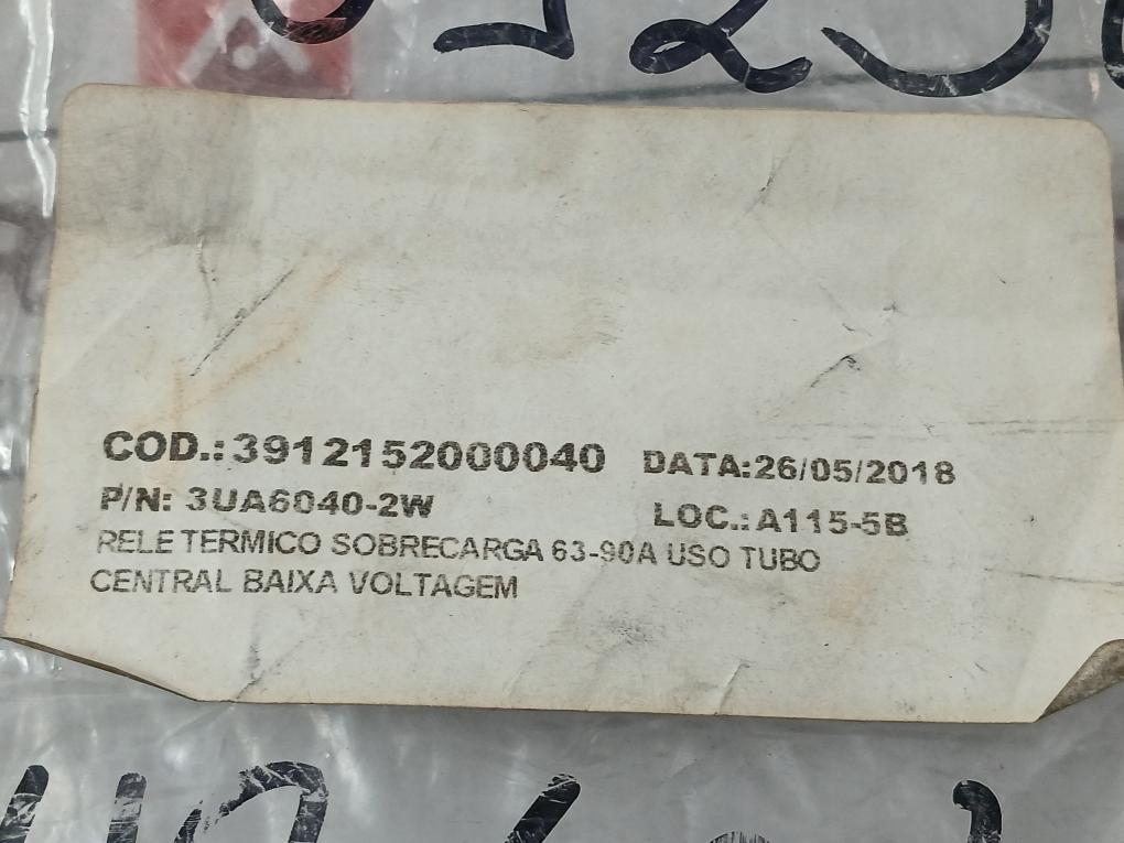 3Ua6040-2W Thermal Overload Relay 1000V/63-90A Siemens