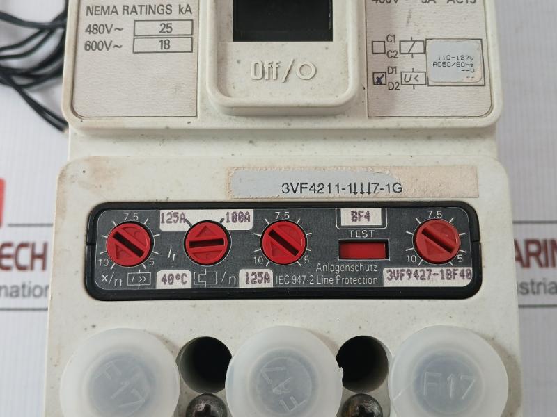 3Vf4211-1Bf47-1Ga0 Siemens Ac 50/60Hz 125A-100A Circuit-breaker