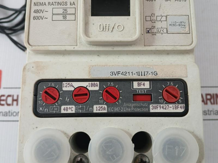 3Vf4211-1Bf47-1Ga0 Siemens Ac 50/60Hz 125A-100A Circuit-breaker