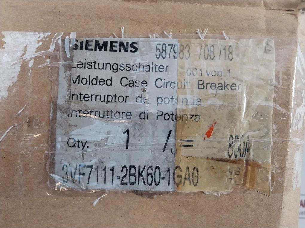 3Vf7111-2Bk60-1Ga0 Three & Four-pole Circuit Breaker Siemens Ac 50/60Hz 480V