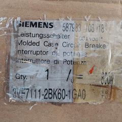 3Vf7111-2Bk60-1Ga0 Three & Four-pole Circuit Breaker Siemens Ac 50/60Hz 480V