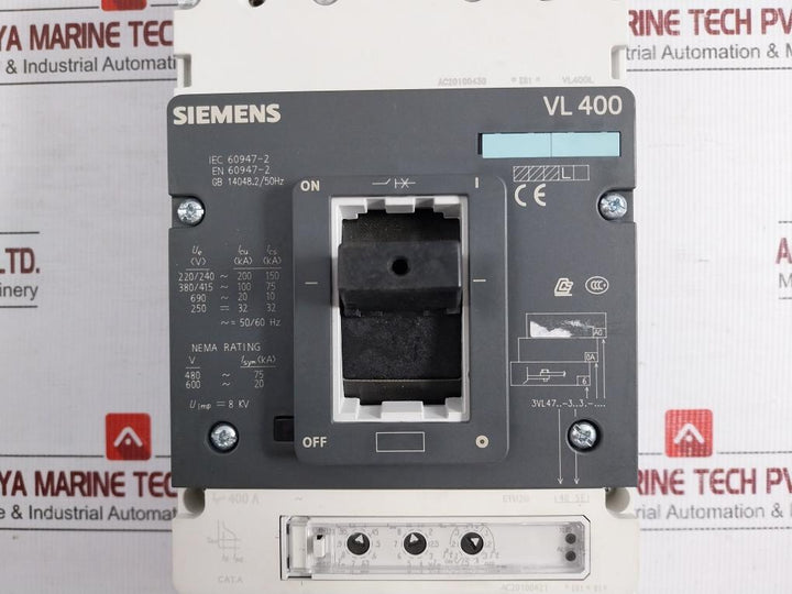 3Vl4740-3Se36-0Aa0 Siemens Molded Case Circuit Breaker 50/60 Hz