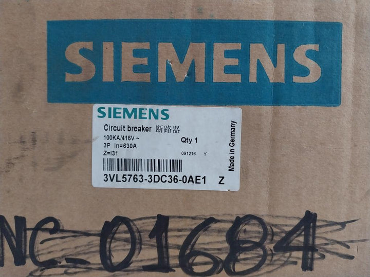 3Vl5763-3Aa36-0Aa0 Circuit Breaker 500-630A Siemens