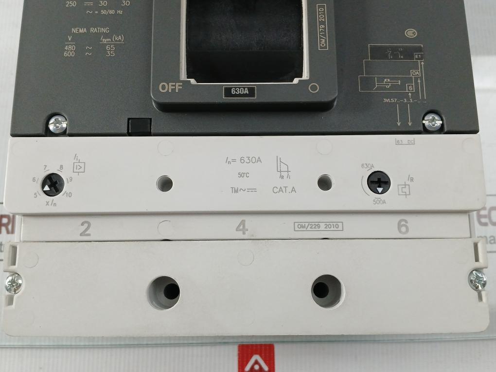 3Vl5763-3Dc36-0Ae1 Molded Case Circuit Breaker 50˚C 100Ka/415V~ Siemens
