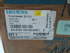 3Vl5763-3Dc36-0Ae1 Molded Case Circuit Breaker 50˚C 100Ka/415V~ Siemens