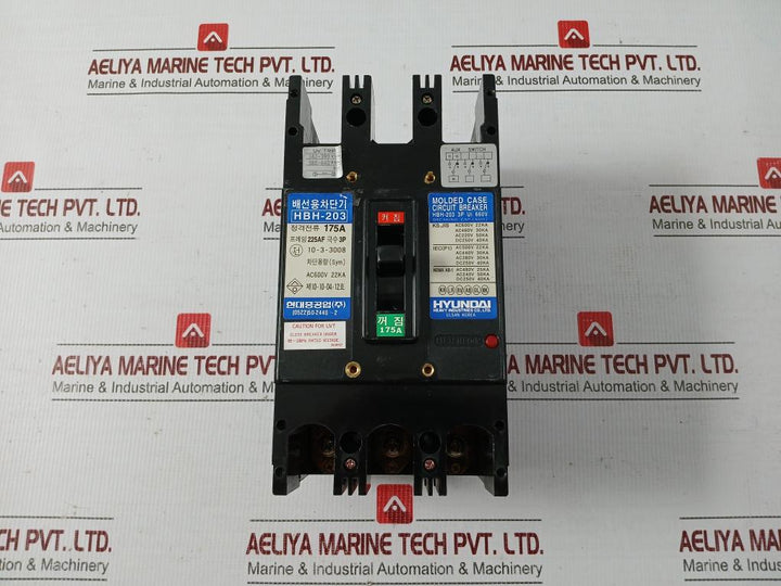 3P Molded Case Circuit Breaker 175A Ac600V 22Ka Hyundai Hbh-203