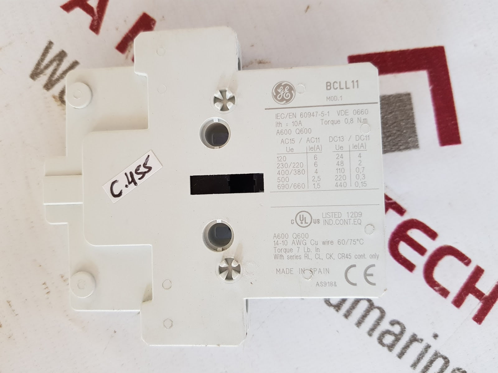 ge bcll11 two pole auxiliary contact block