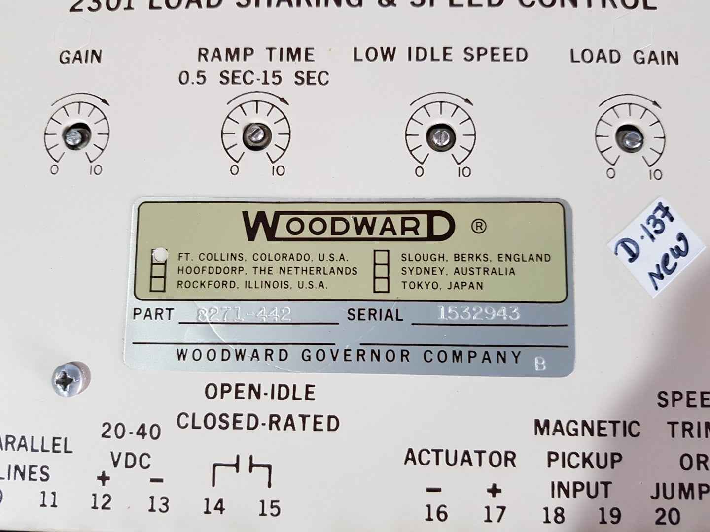 WOODWARD 8271-442 2301 Load Sharing And Speed Control 5430702C