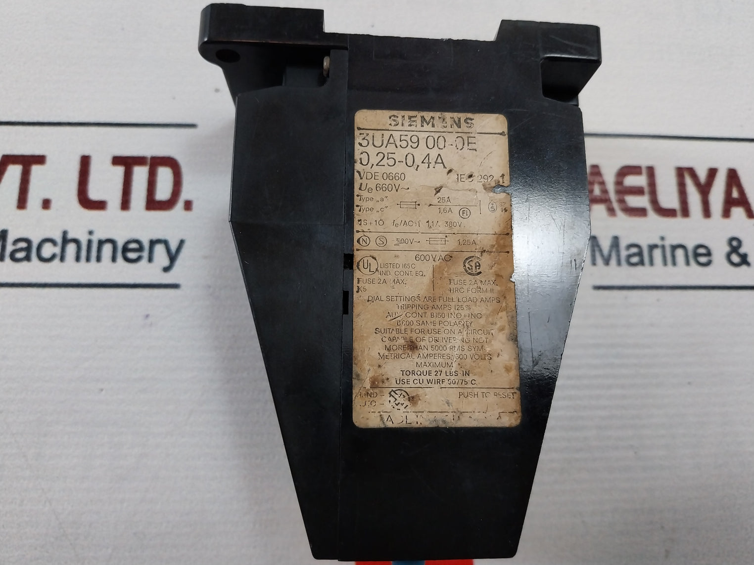 Siemens 3Ua59 00-0E Solid State Overload Relay 600Vac