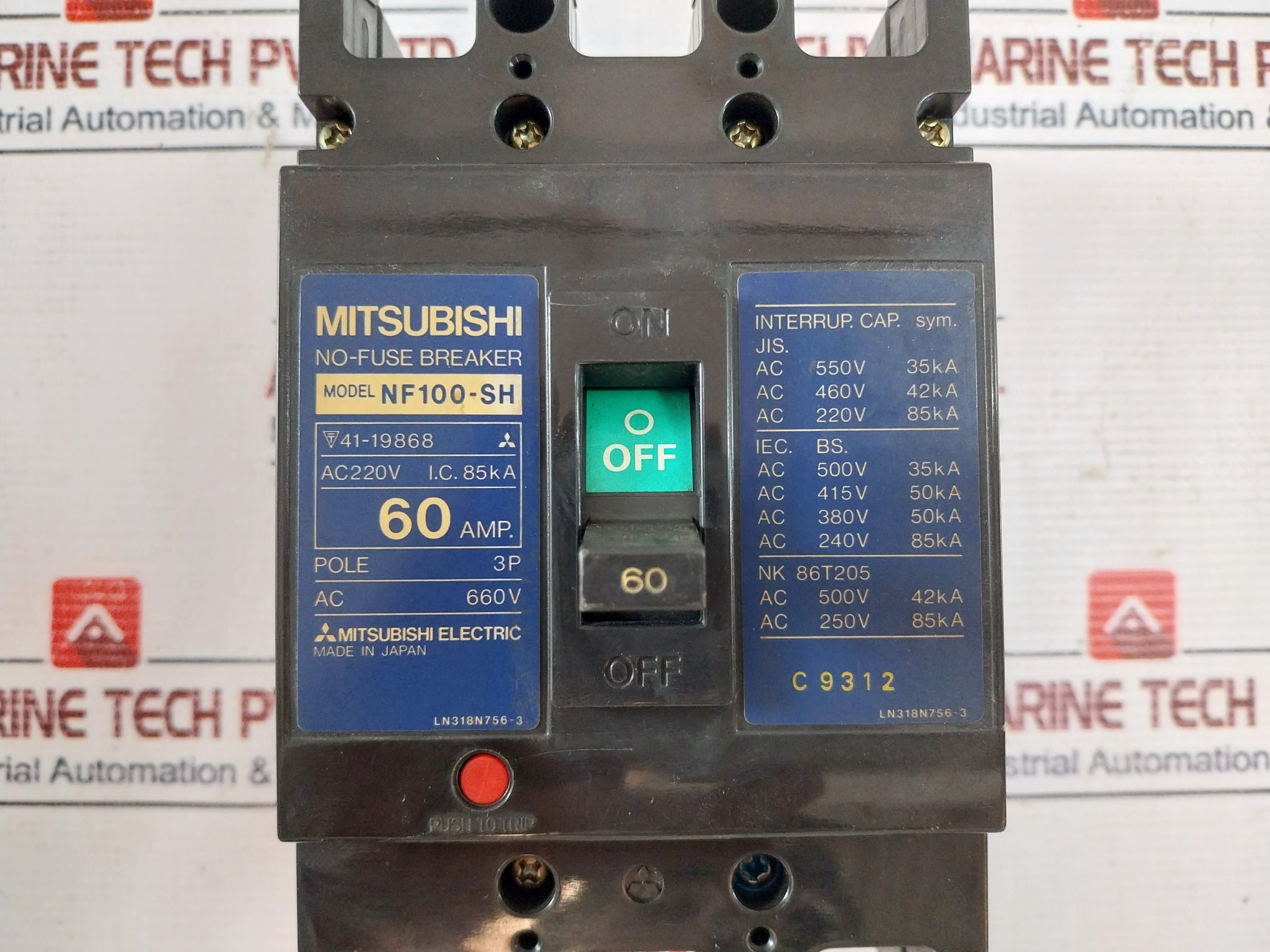 Mitsubishi Electric Nf100-sh No-fuse Breaker 60Amp 3-pole 660V