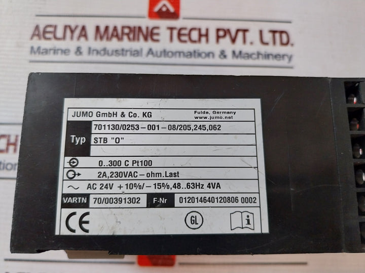 Jumo 701130/0253-001-08/205,245,062 Temperature Monitor 0-300°C