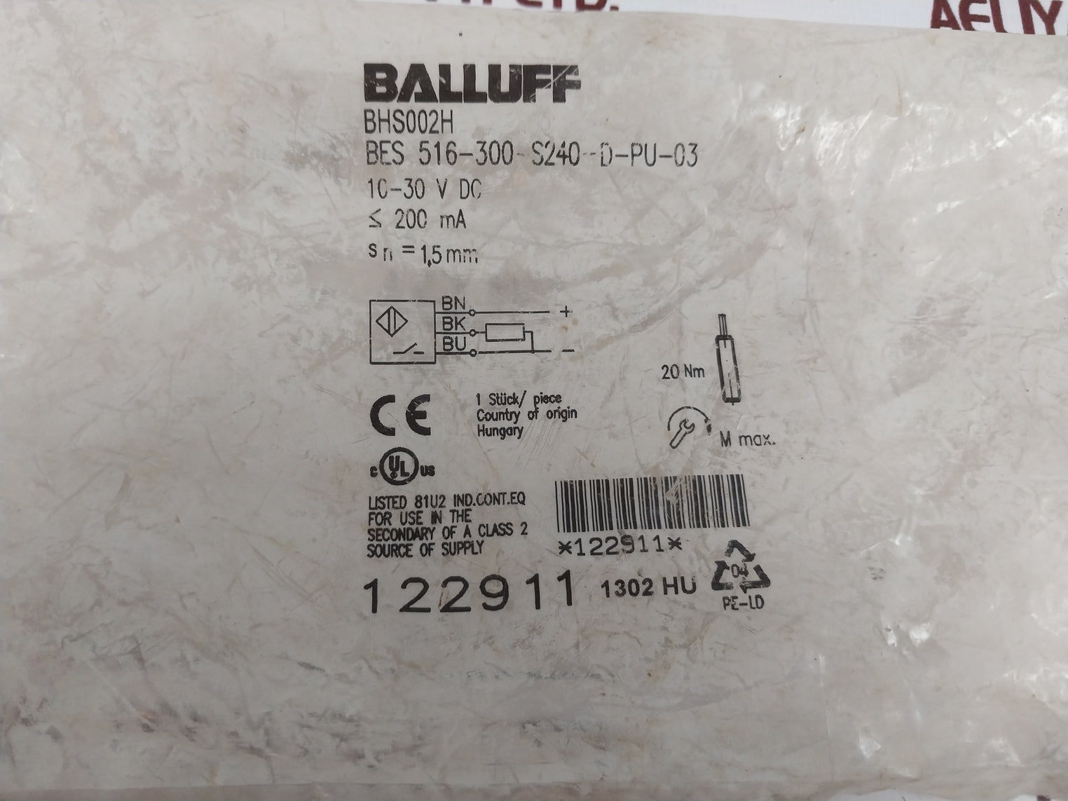 Balluff Bhs002H Pressure-rated Inductive Sensor