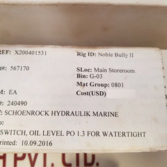 Hydac 3154469 Oil Level Switch Fsk-254-2.4/W/-/12/Z4-so29