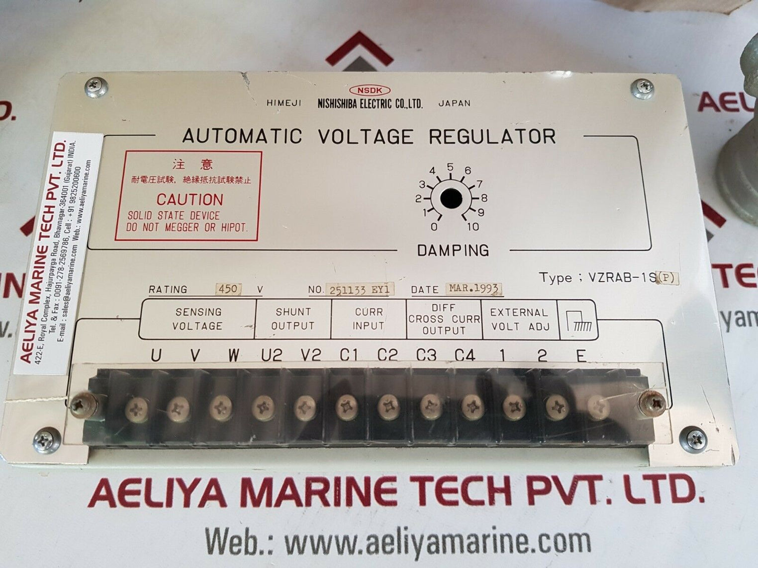 Nishishiba Electric Vzrab-1S P Automatic Voltage Regulator 450V