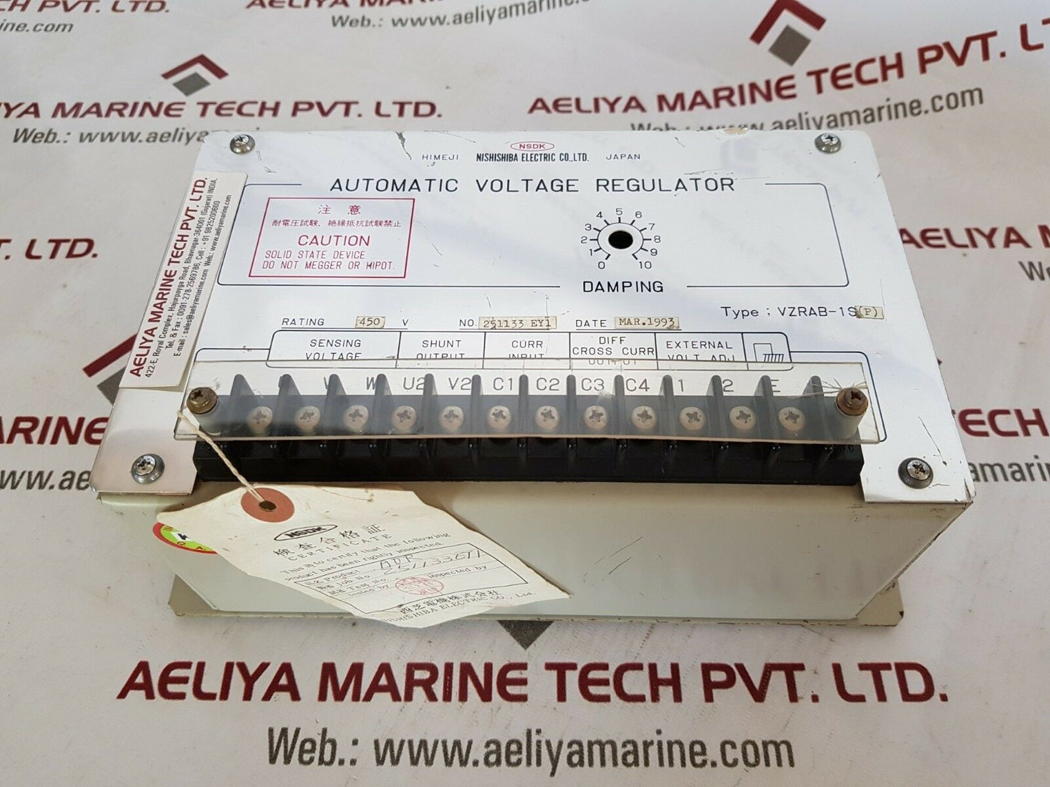 Nishishiba Electric Vzrab-1S P Automatic Voltage Regulator 450V