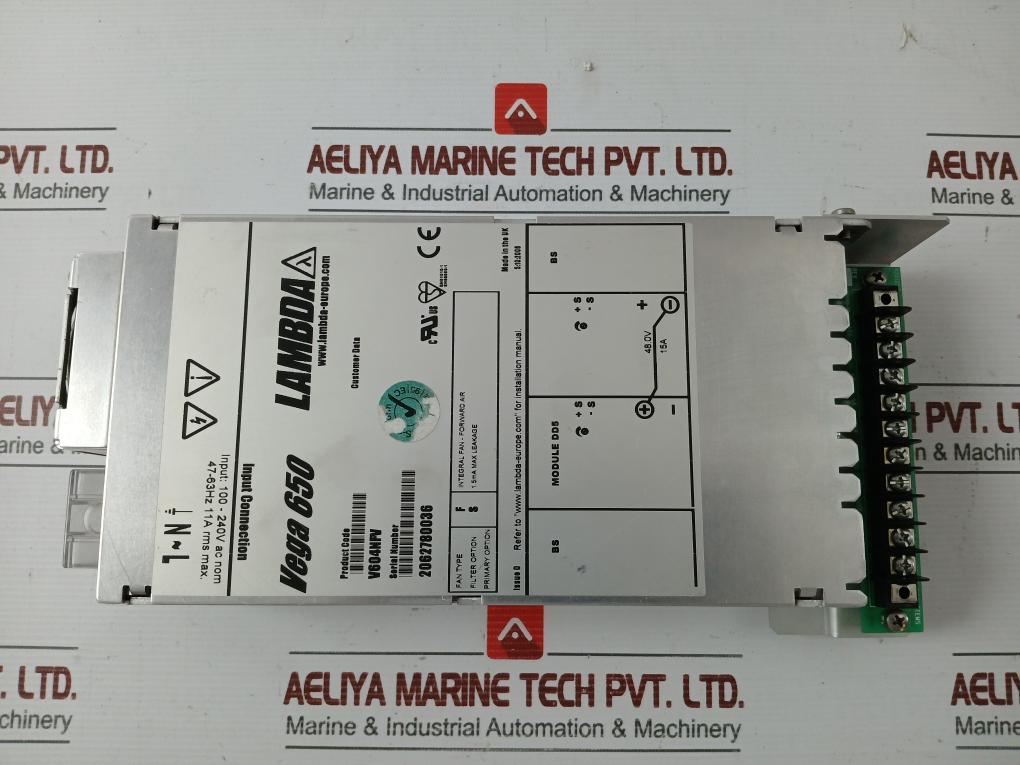 47-63Hz 11A Rms Max Power Supply Input: 100-240V Ac Nom Brand Lambda V604Nfv