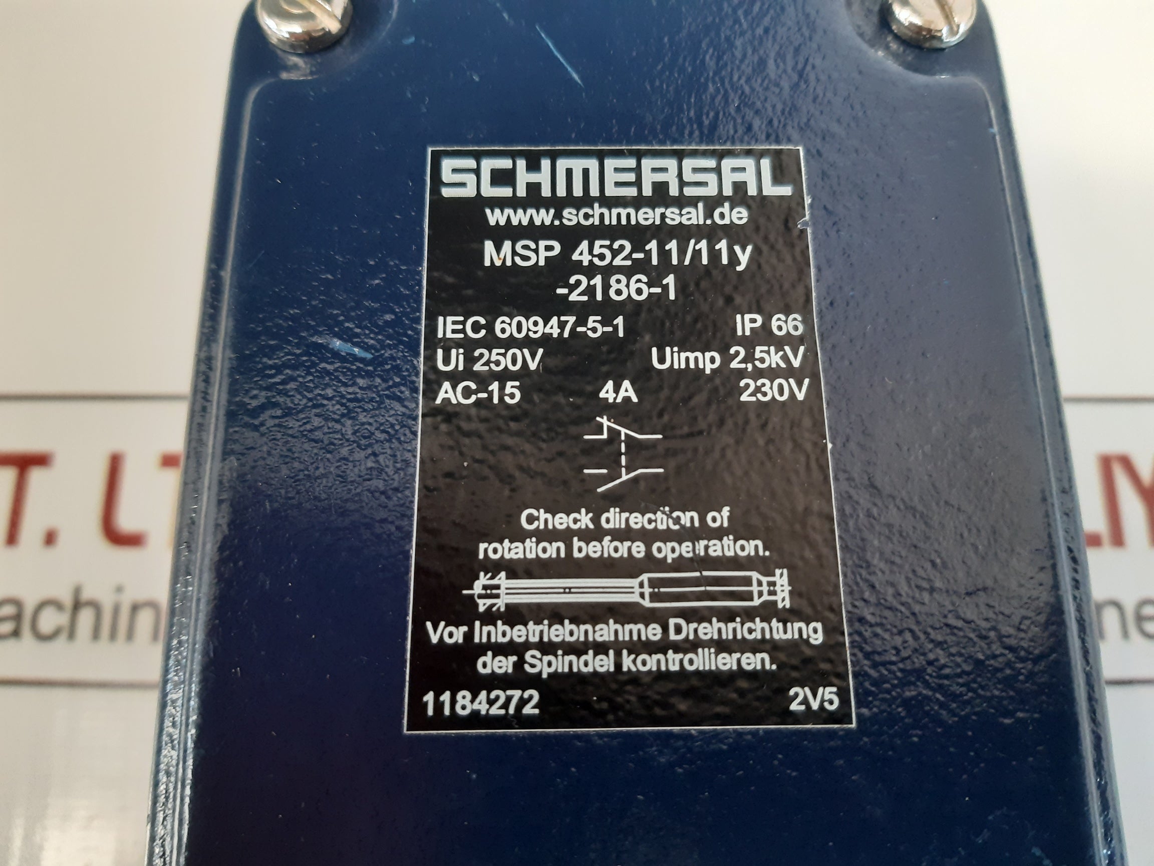 Schmersal Msp 452-11/11Y-2186-1 Limit Switch
