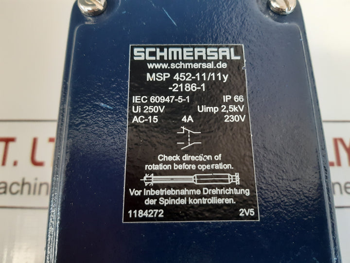 Schmersal Msp 452-11/11Y-2186-1 Limit Switch