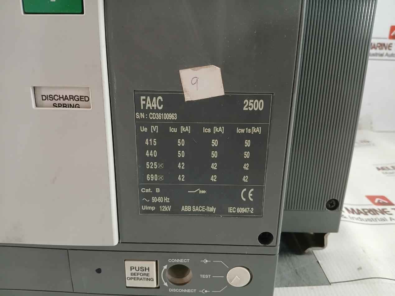 50/60Hz 2500A Sace Formula Air Circuit Breaker Part No: Fa4C Abb