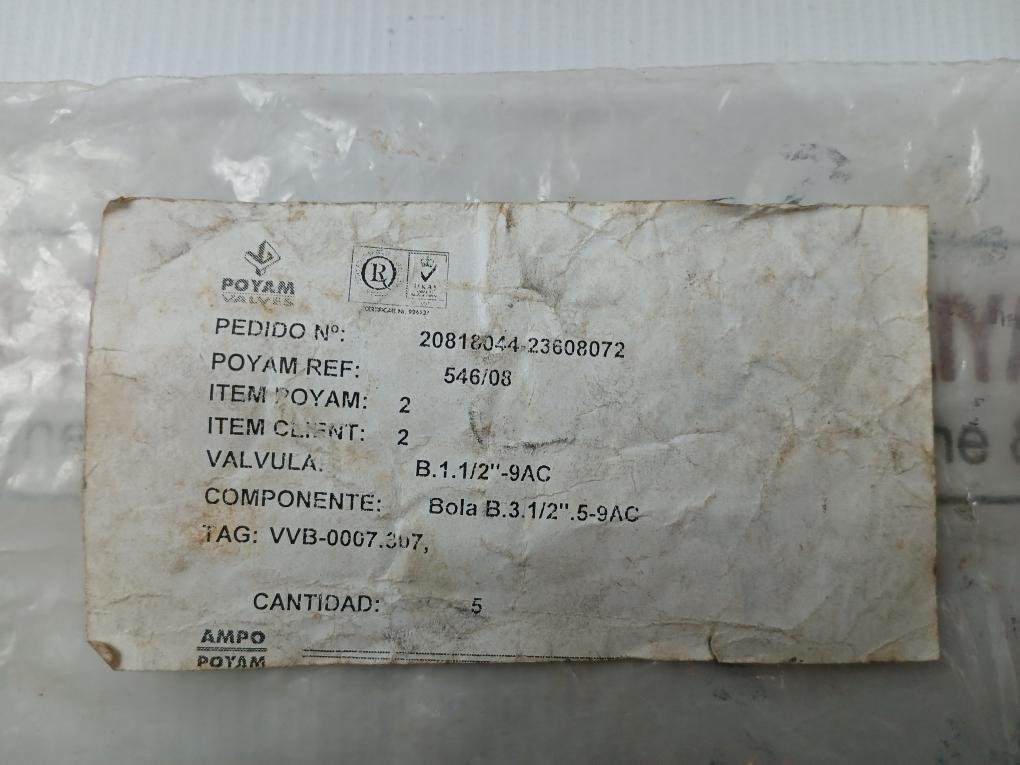 546/08 Seat Valve Ball Poyam