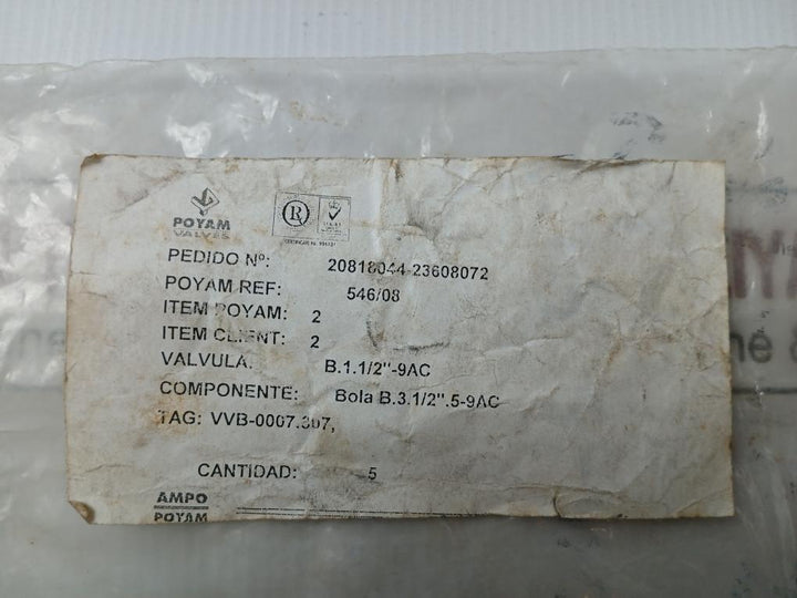 546/08 Seat Valve Ball Poyam