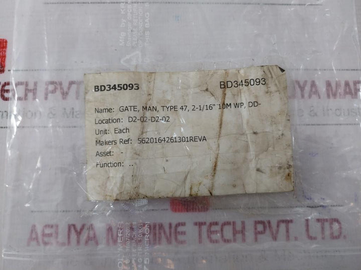 5620-1642-613-01 Gate Valve Type 47 2-1/16” 10M Wp Dd Rev A