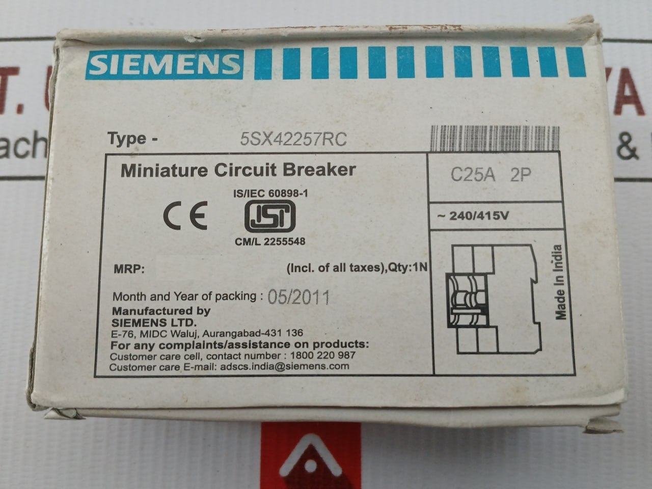 5Sx42257Rc Siemens Miniature Circuit Breaker