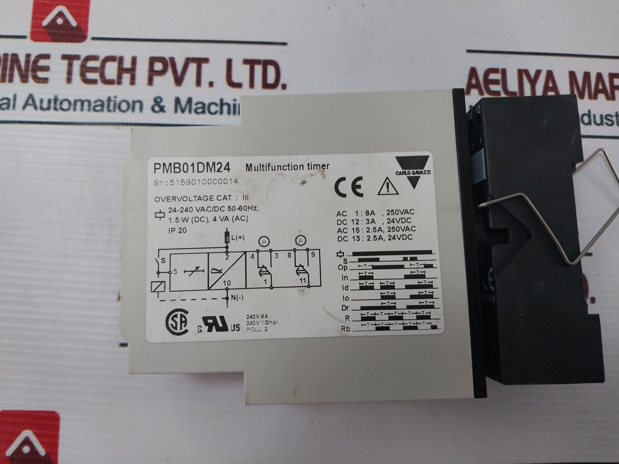 Carlo Gavazzi Pmb01Dm24 Multifunction Timer 24-240 Vac/Dc 50-60Hz With Base