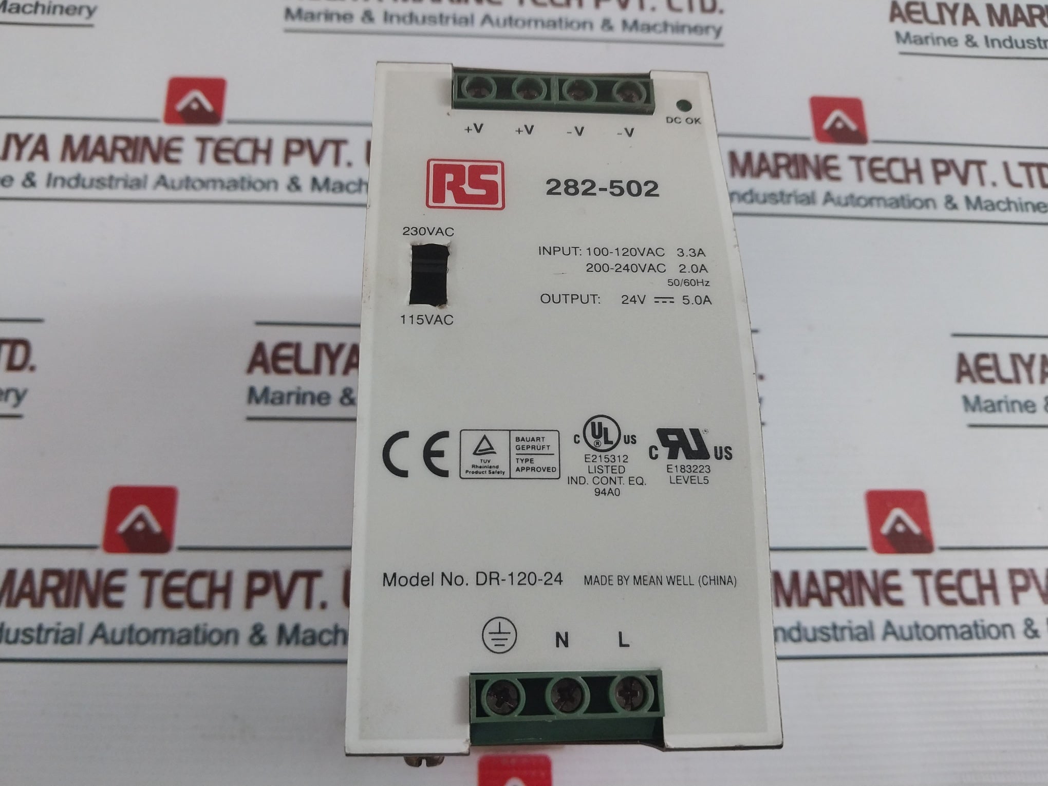 Mean Well/Rs 282-502 Power Supply Dr-120-24, 240Vac 50/60Hz