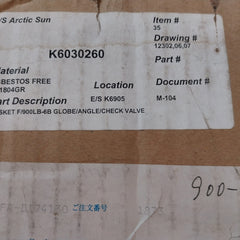 Nichias 1804Gr F/900Lb-6B Globe Angle Gasket Check Valve