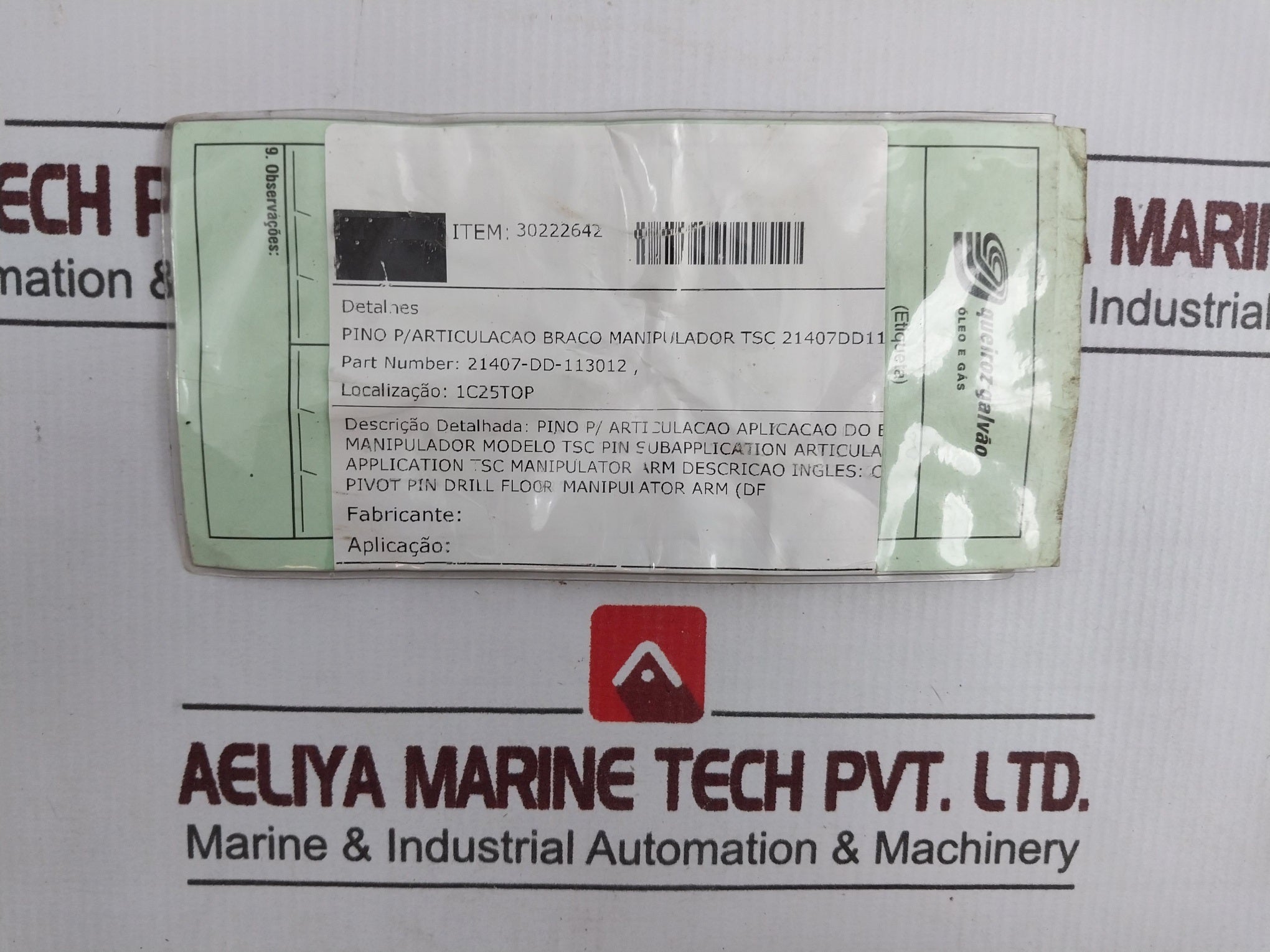 Queiroz Galvao 21407-dd-113012 Pin For Manipulator Arm Joint 30222642