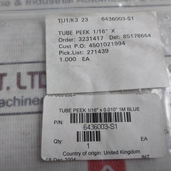 6436003-s1 Tube Peek 1/16” X 0.010” 1M Blue