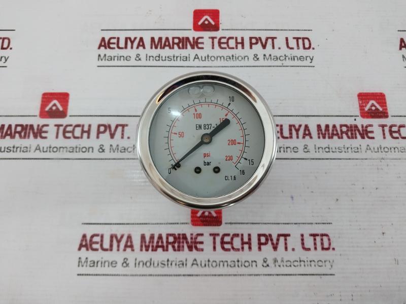 653222 Pressure Gauge Glycerine Oil Filled 0-16 Bar 0-230 Psi 63Mm 1/4" Bsp
