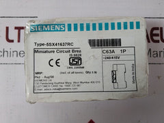 Lot of 3X SIEMENS 5SX41 Miniature Circuit Breaker 5SX41637RC