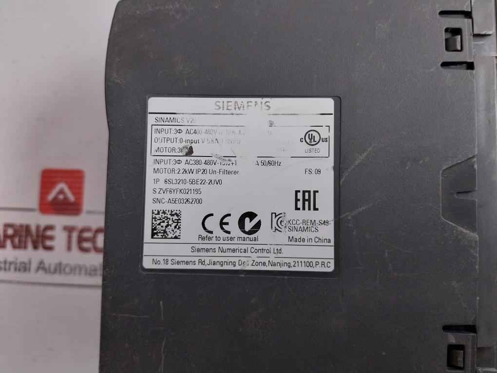 6Sl3210-5Be22-2Uv0 Siemens Inverter