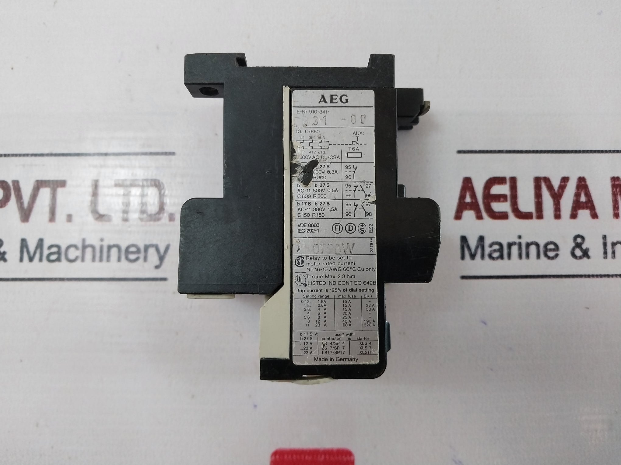 Aeg 910-341-931-00 Thermal Overload Relay