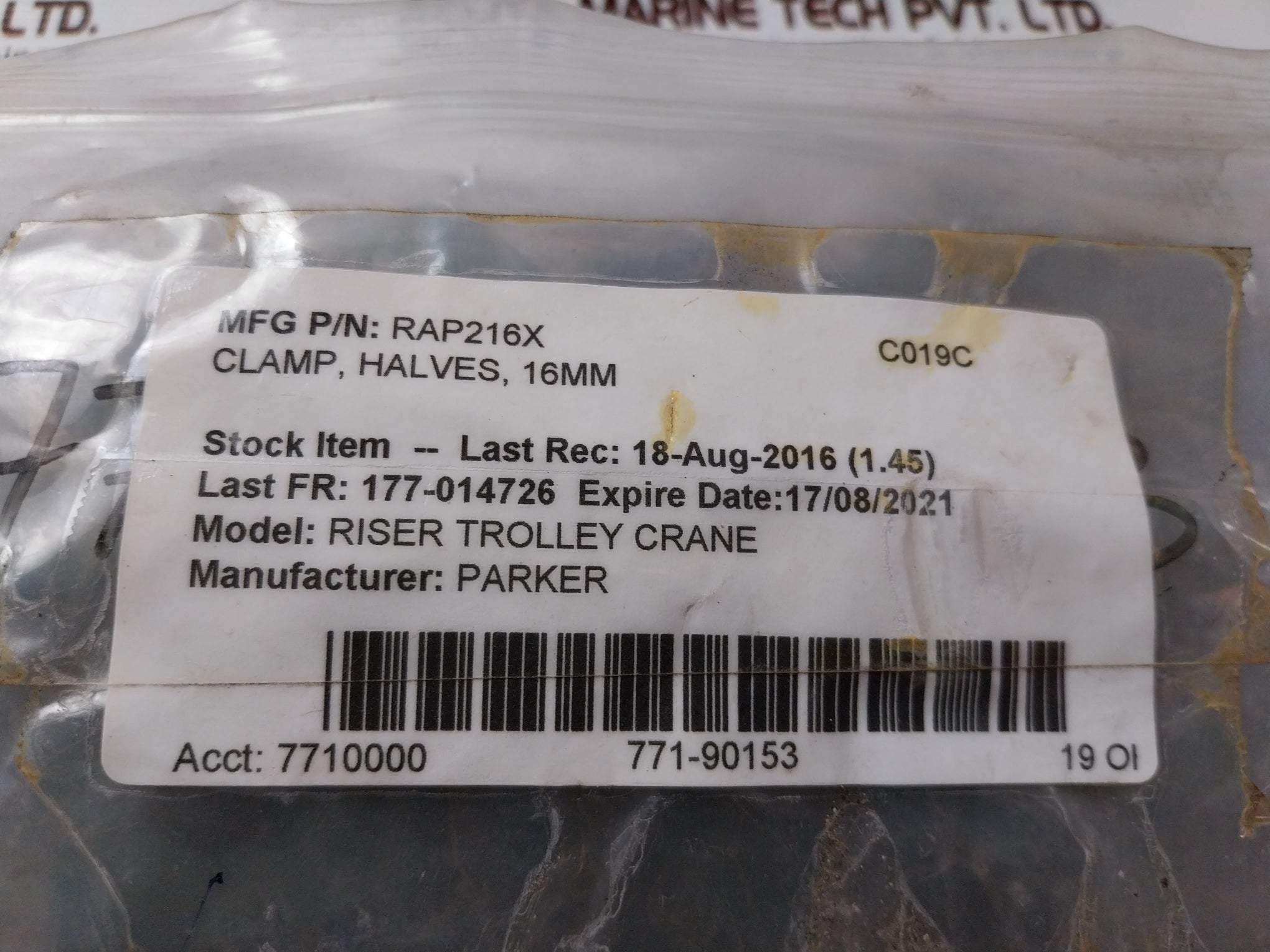 Lot Of 19X Ermeto RAP216X Tube Clamps Halves 16mm