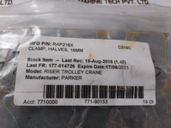 Lot Of 19X Ermeto RAP216X Tube Clamps Halves 16mm