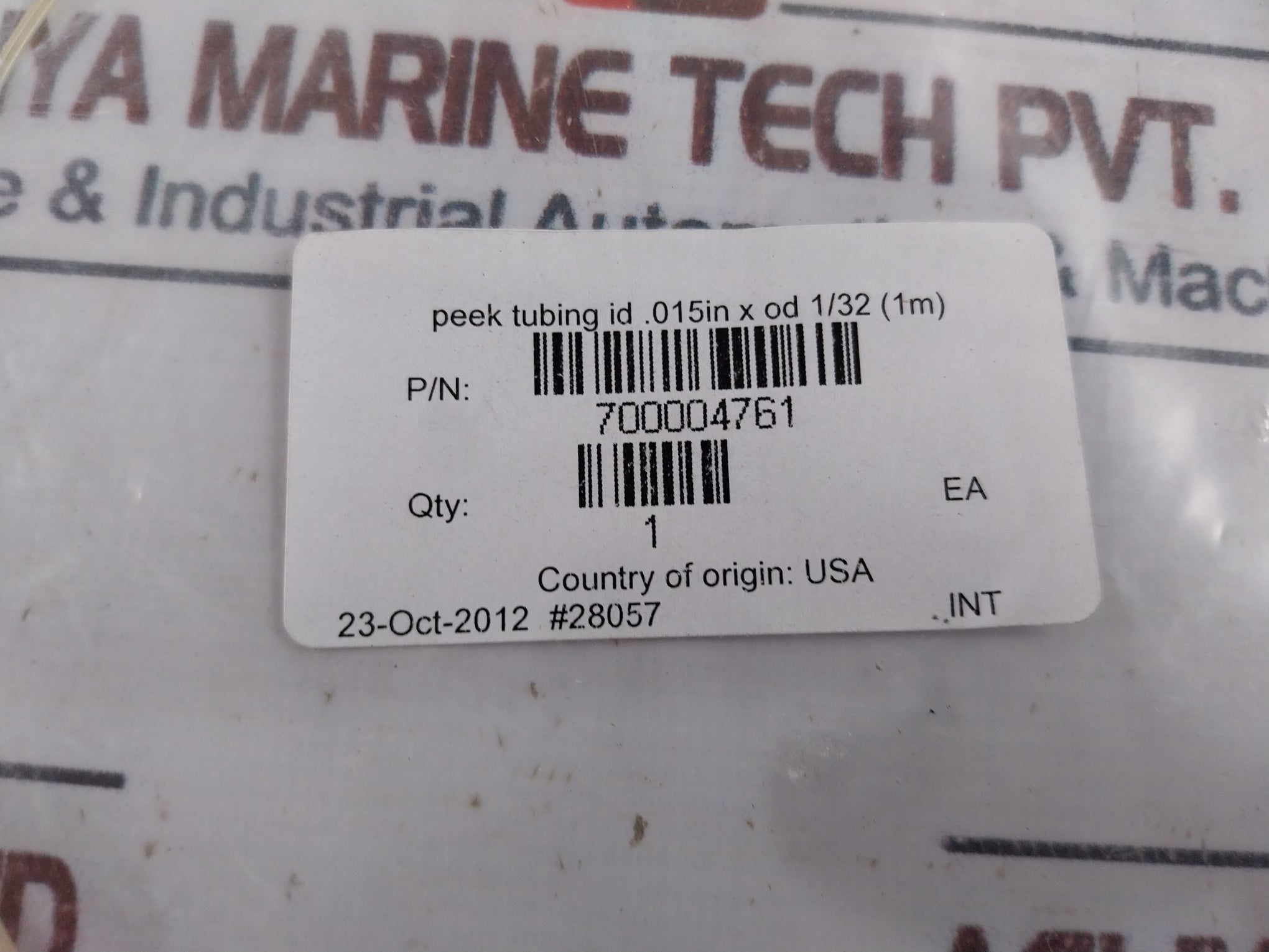 700004761 Peek Tubing Id .015In X Od 1/32 (1M)