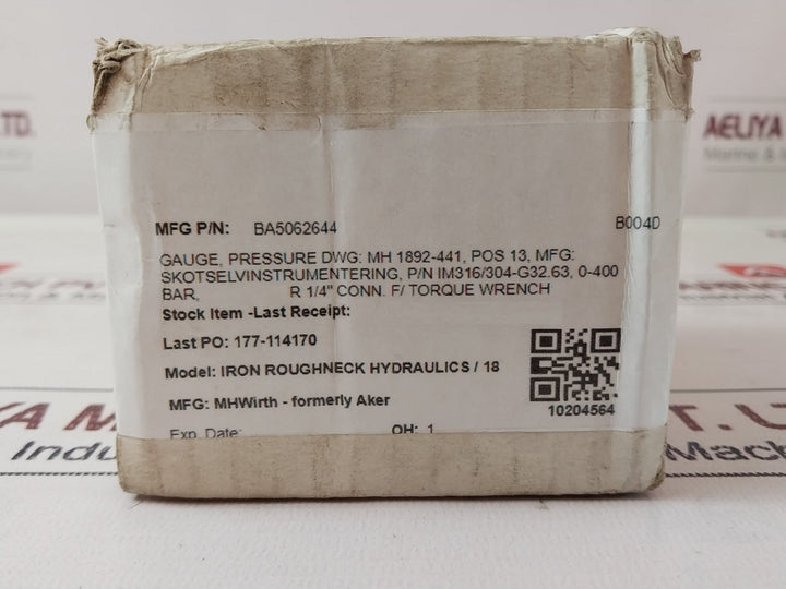 MHWIRTH 0-400 Bar Pressure Gauge