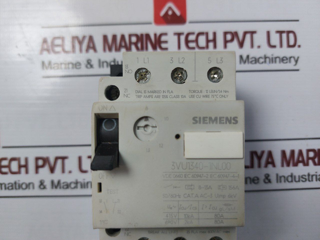 Siemens 3VU1340-1NL00 Circuit Breaker 156A 600VAC 50/60Hz